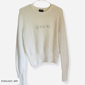 Vintage y2k rare Bebe fuzzy sweater with rhinestone logo